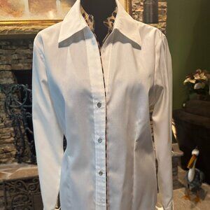 Calvin Klein Tailored Long Sleeve White Shirt w/Print Trim